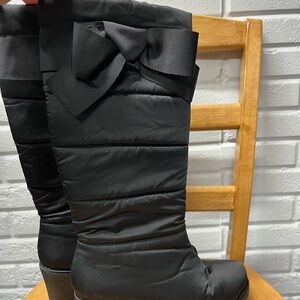 New Kate Spade Women's Black Quilted Boots with Bow Size 7